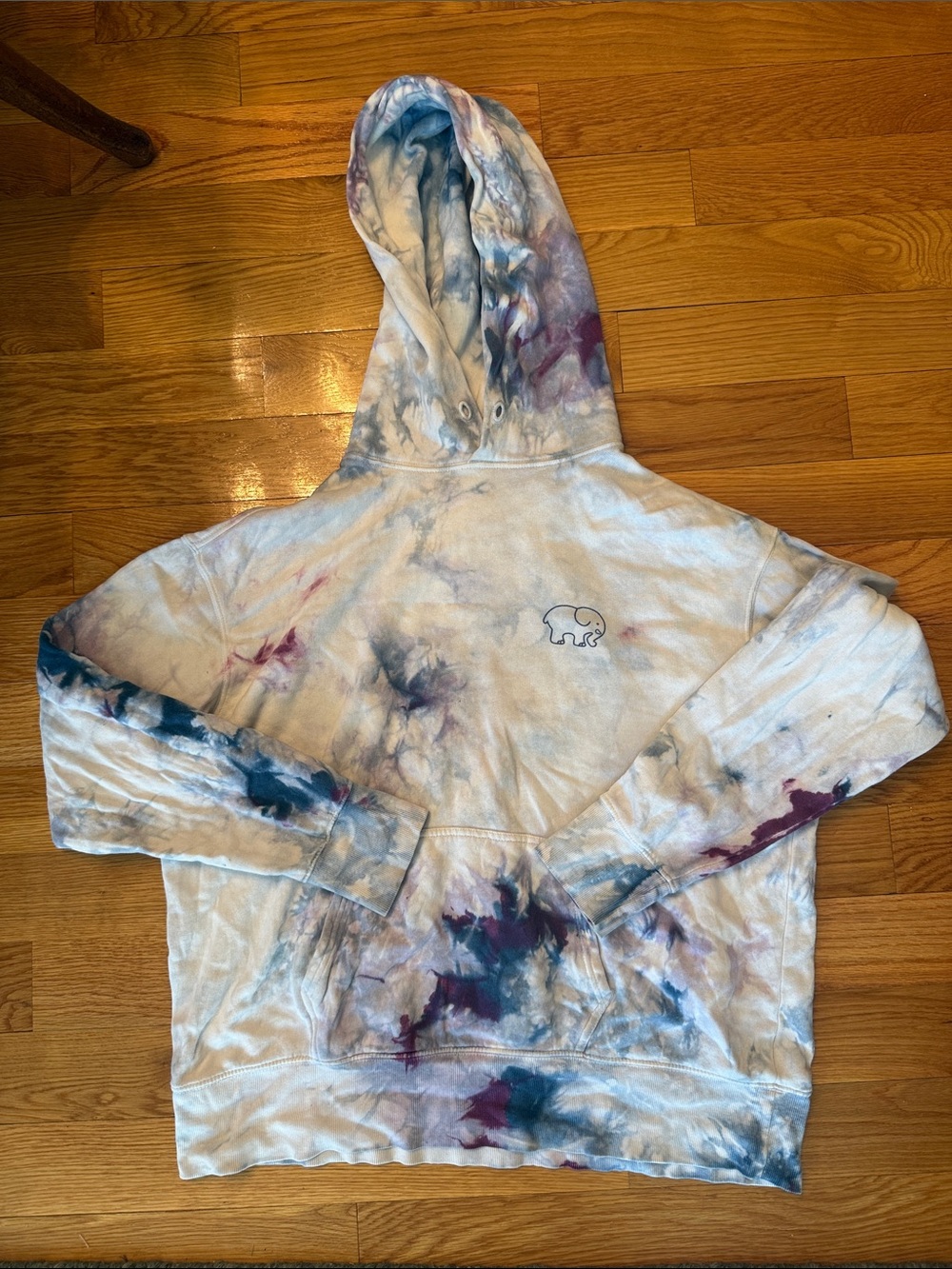 ivory ella Tie-Dye Hoodie Elephant Logo - Blue purple hoodie sweatshirt medium